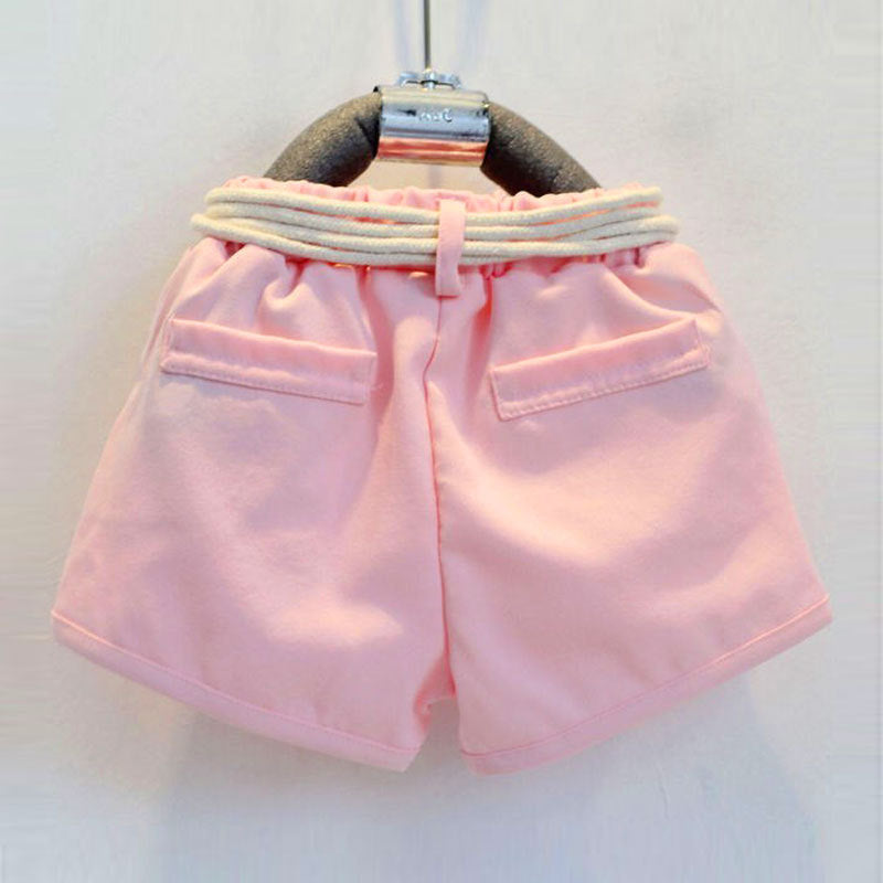Girls Cotton Flying Sleeve Jacquard Ruffled To Shorts Two-piece Flower Belt Princess Pants Suit