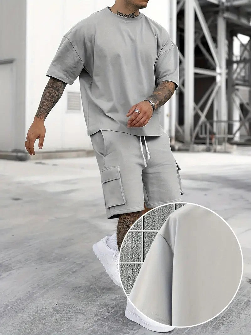 Short Sleeve T-Shirt & Drawstring Shorts 2-piece Set