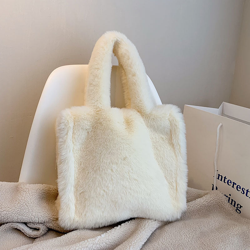Women's Plush Simple Portable Tote Bag