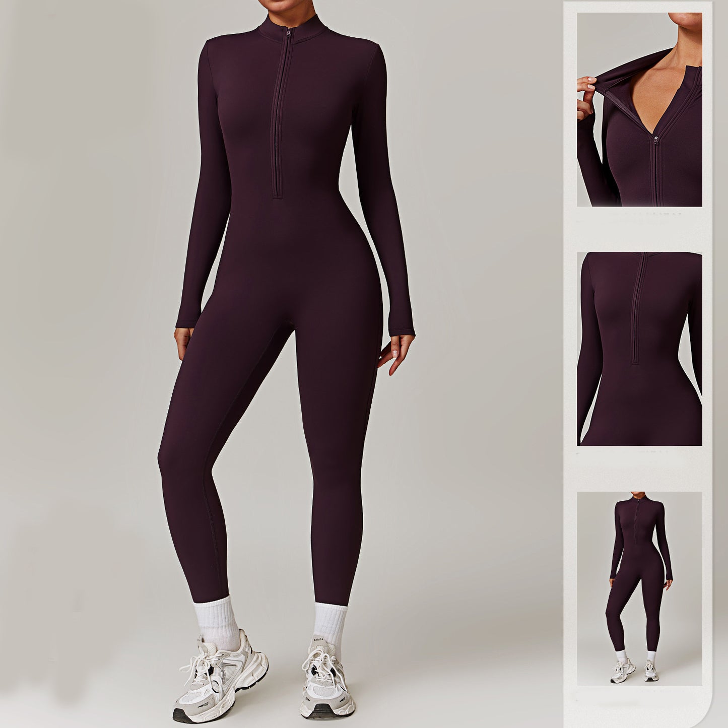 Zipper Long-sleeved Jumpsuit