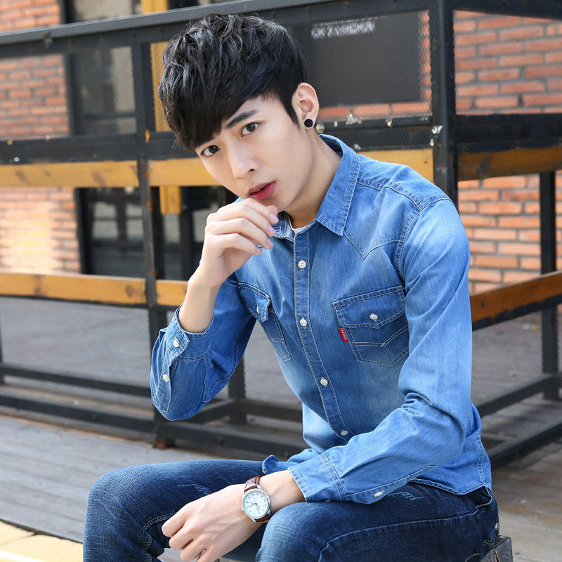 New men's denim shirtM