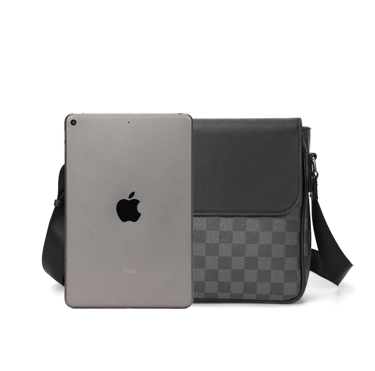 Men S Leather Shoulder Plaid Bag