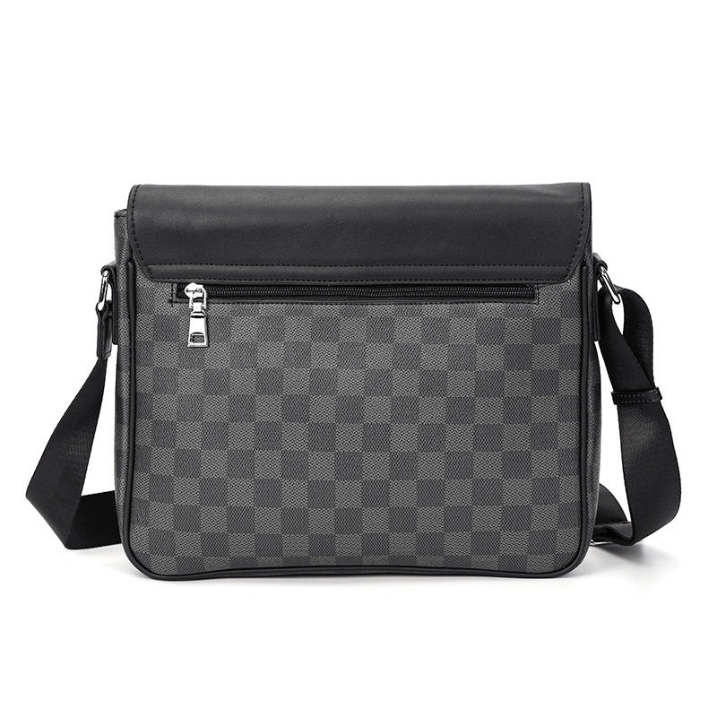 Men S Leather Shoulder Plaid Bag