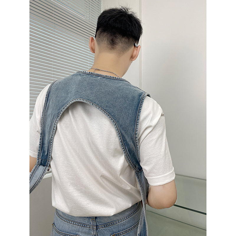 Denim Asymmetric Commuter Vest