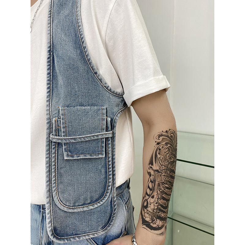Denim Asymmetric Commuter Vest