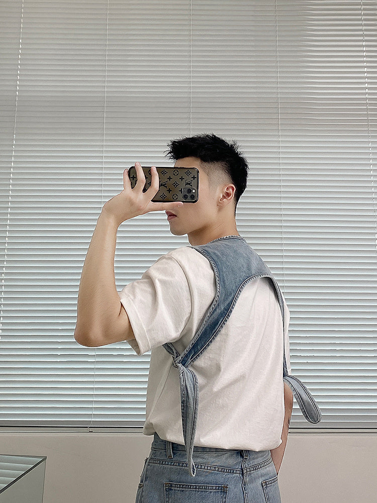Denim Asymmetric Commuter Vest