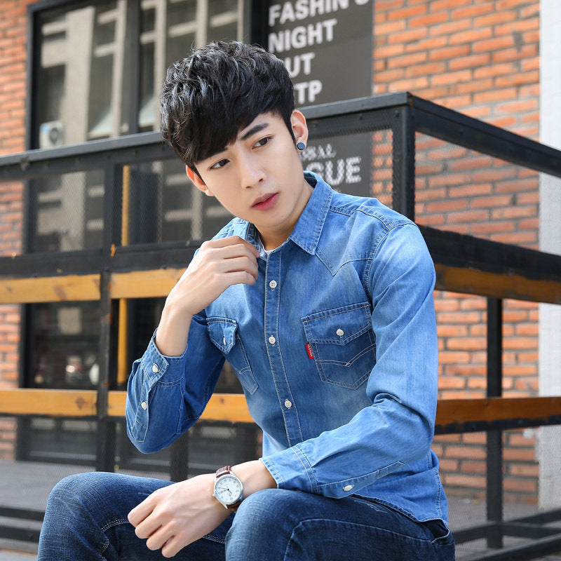 New men's denim shirtM