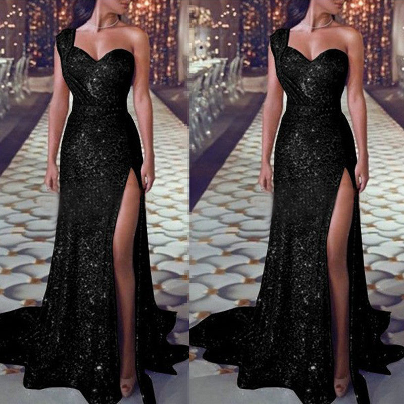 One-shoulder Sleeveless Bronze dress