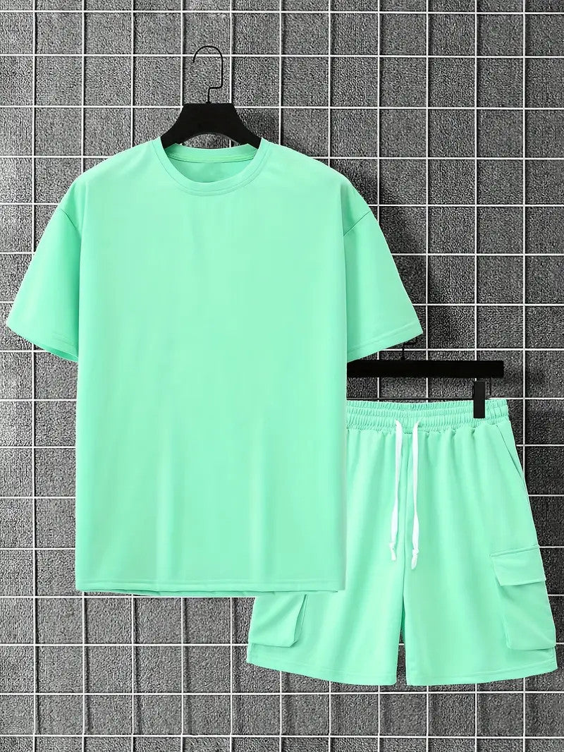 Short Sleeve T-Shirt & Drawstring Shorts 2-piece Set