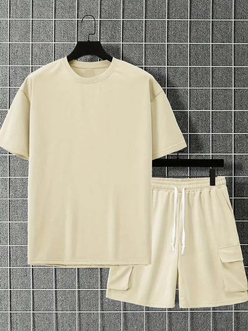 Short Sleeve T-Shirt & Drawstring Shorts 2-piece Set