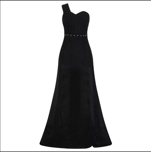 One-shoulder Sleeveless Bronze dress