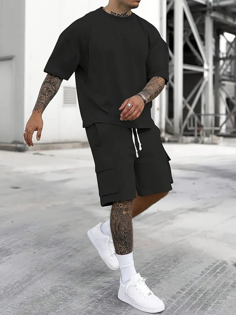 Short Sleeve T-Shirt & Drawstring Shorts 2-piece Set
