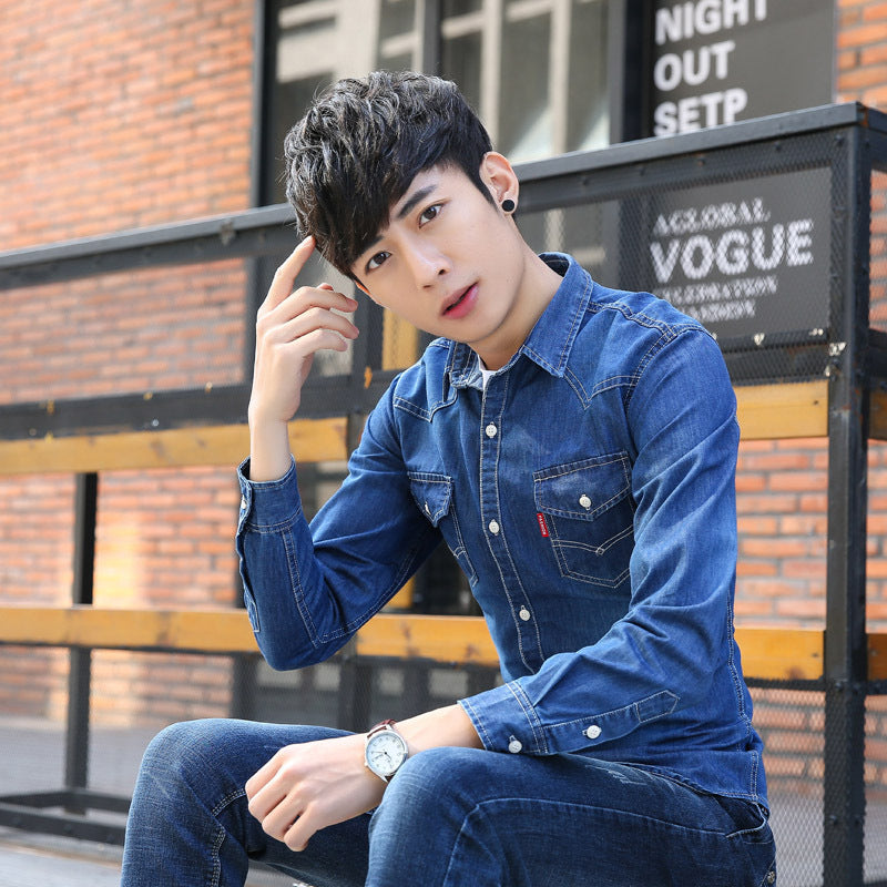 New men's denim shirtM