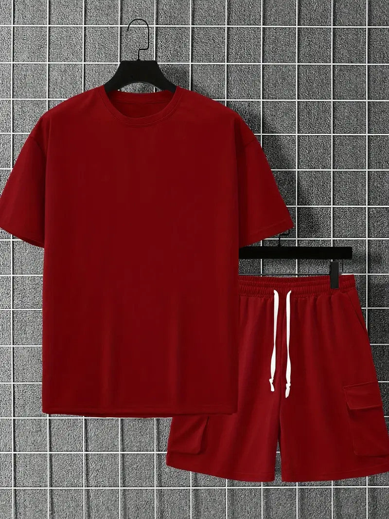 Short Sleeve T-Shirt & Drawstring Shorts 2-piece Set