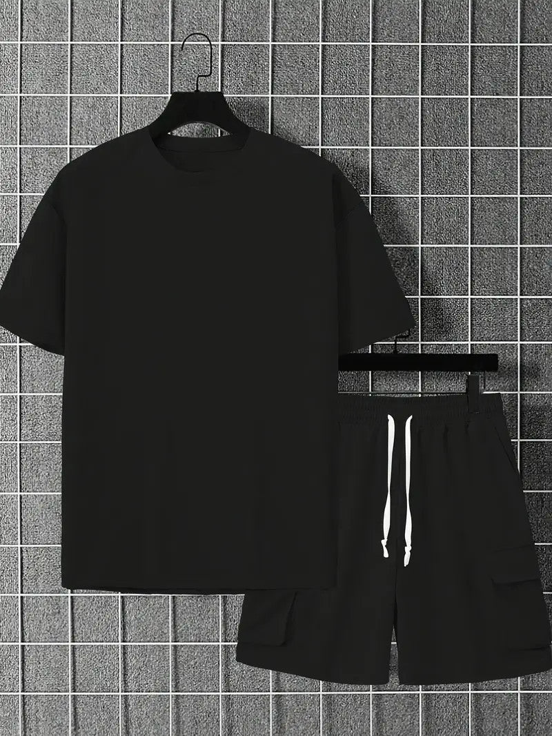 Short Sleeve T-Shirt & Drawstring Shorts 2-piece Set