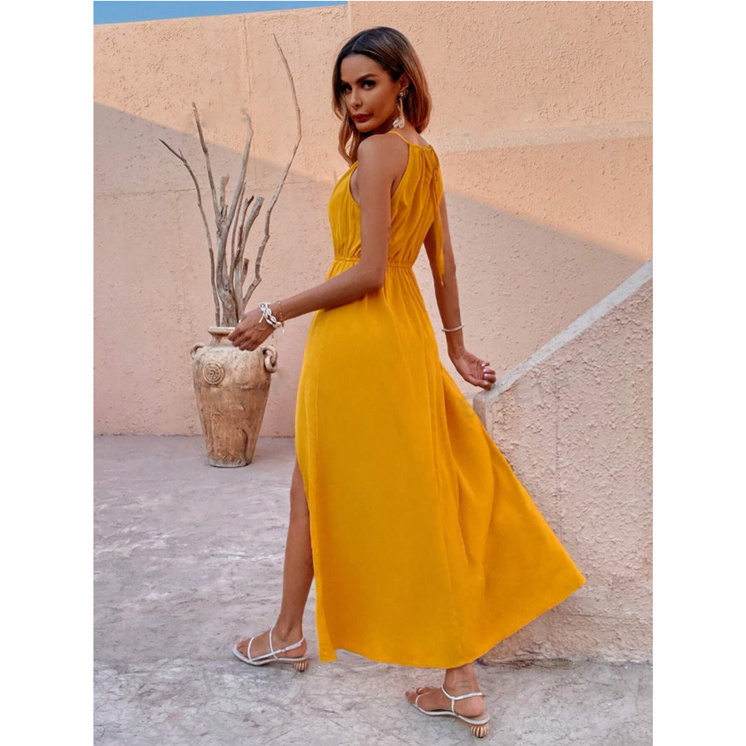 Slit Thigh Strap Dress