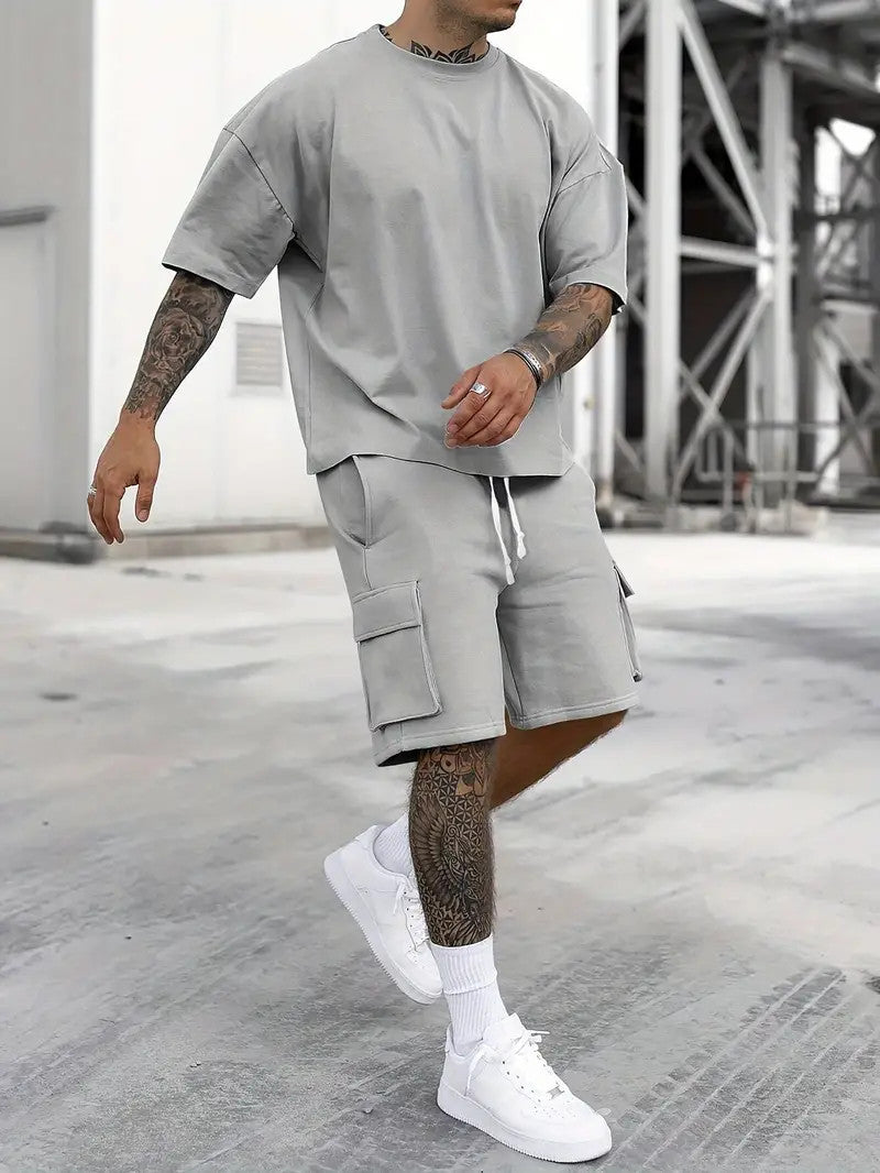 Short Sleeve T-Shirt & Drawstring Shorts 2-piece Set