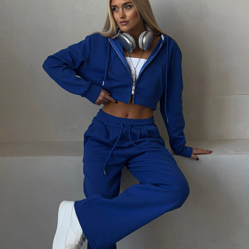 Hooded Cardigan Lace-up Sweatpants