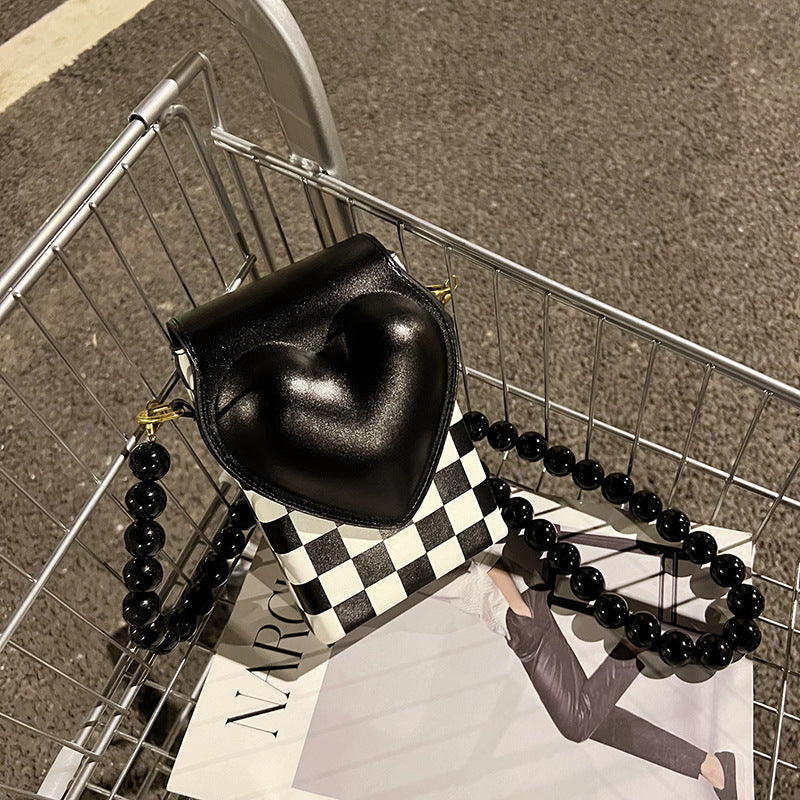 The New Checkerboard Mobile Phone Bag Shoulder Messenger Lady