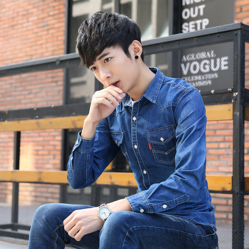 New men's denim shirtM