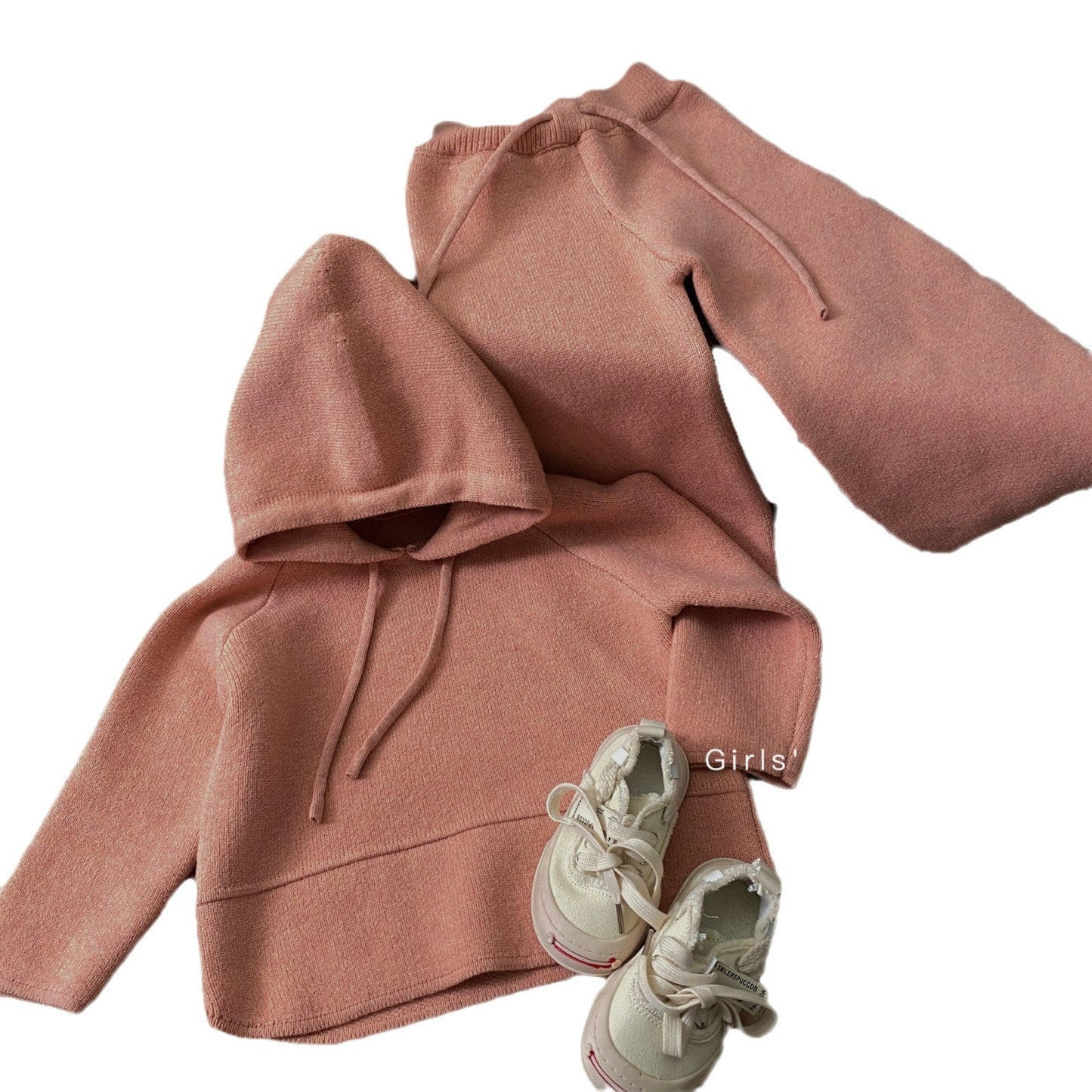Girl Hooded Knitted Sweater Two-piece