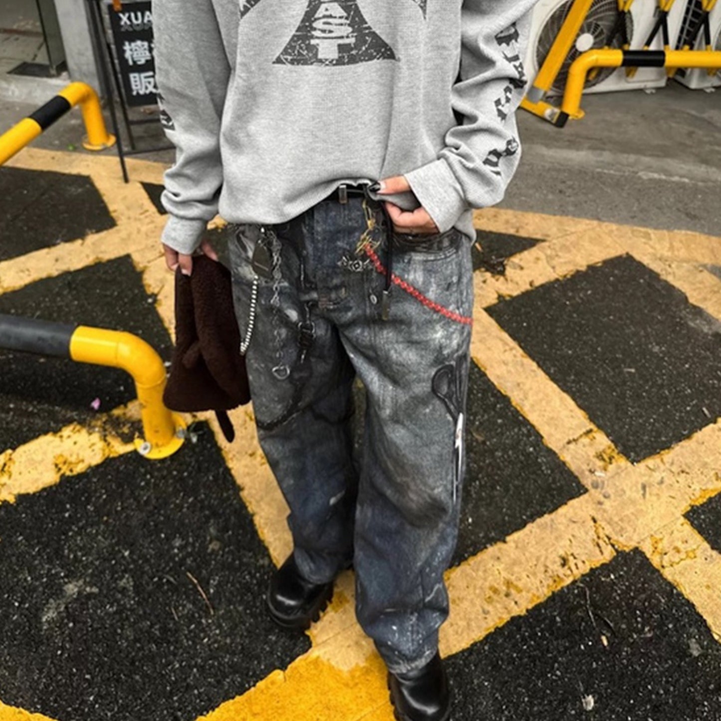 Washed Old Straight-leg Trousers