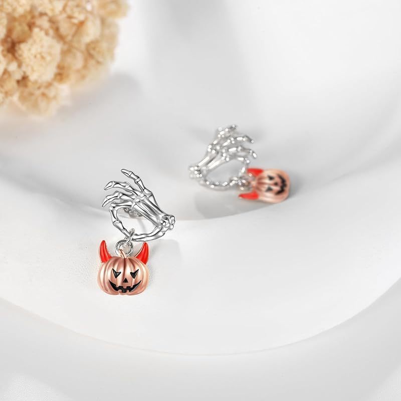 Simple Fashion Halloween Ghost Hand Pumpkin Head Stud Earrings