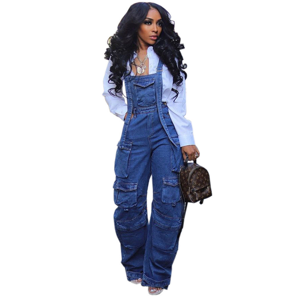 Women's Loose Denim Jumpsuit