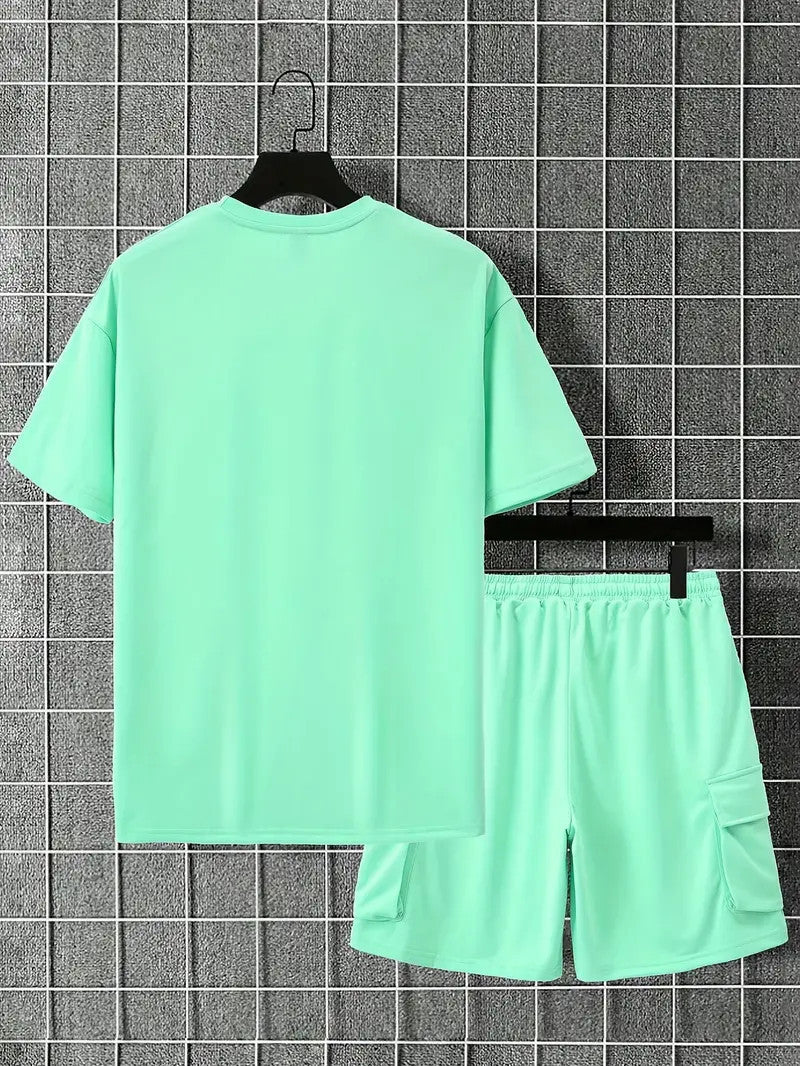 Short Sleeve T-Shirt & Drawstring Shorts 2-piece Set