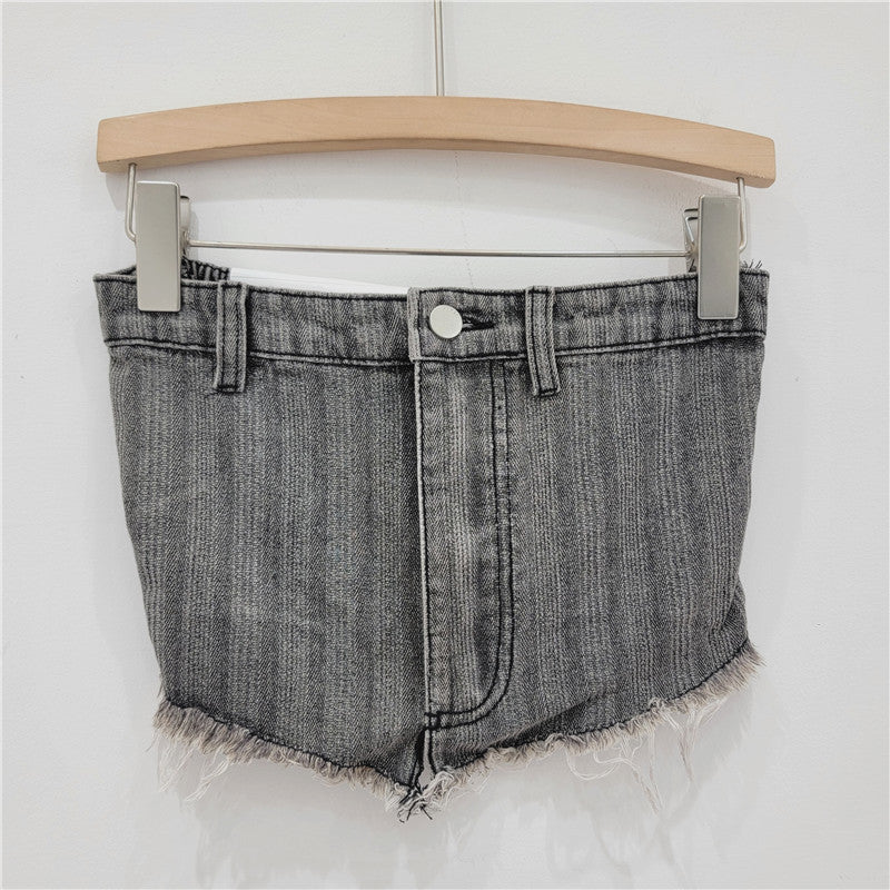Wash Light Blue Denim Tube Top Trousers Suit