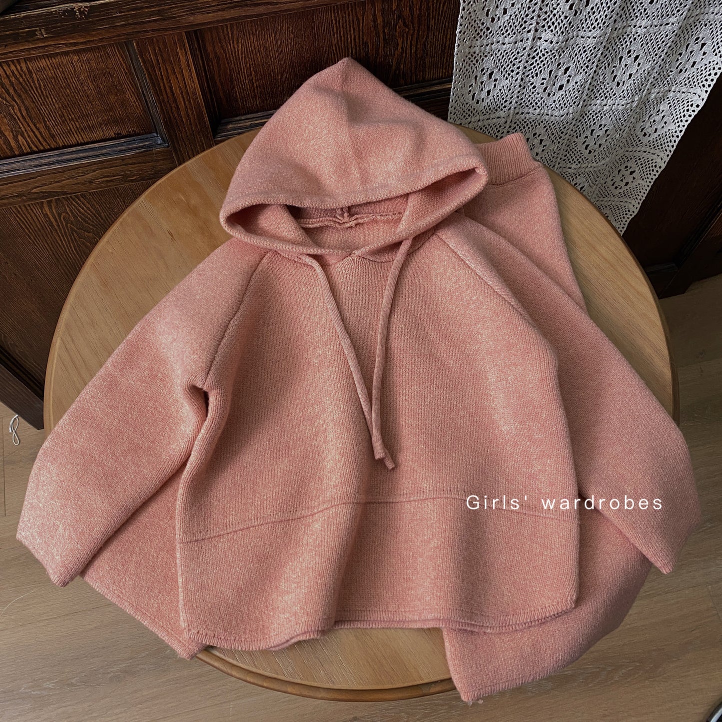 Girl Hooded Knitted Sweater Two-piece