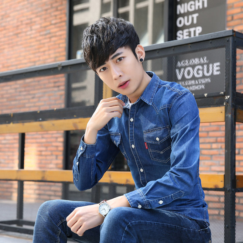 New men's denim shirtM
