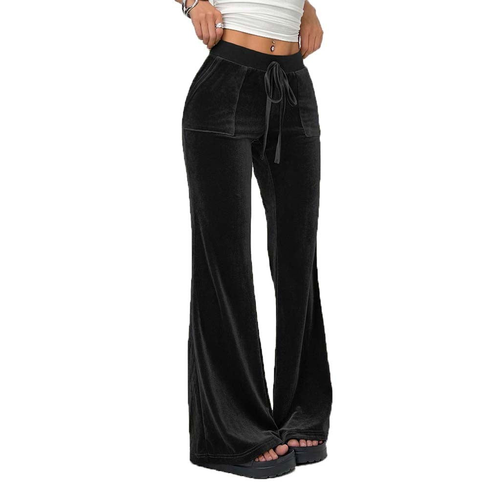 Velvet Casual Wide Leg Trousers