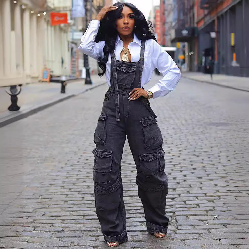 Women's Loose Denim Jumpsuit