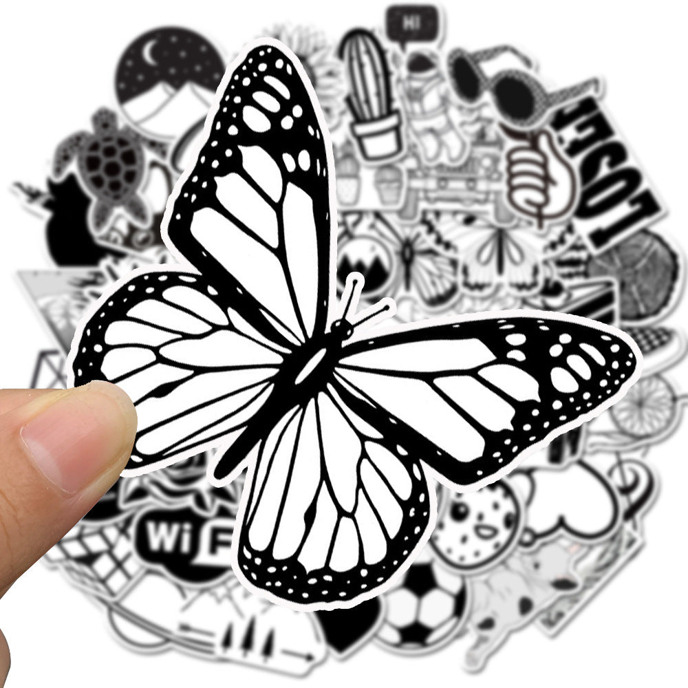 50 Waterproof Black And White Graffiti Stickers