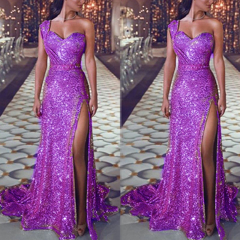 One-shoulder Sleeveless Bronze dress