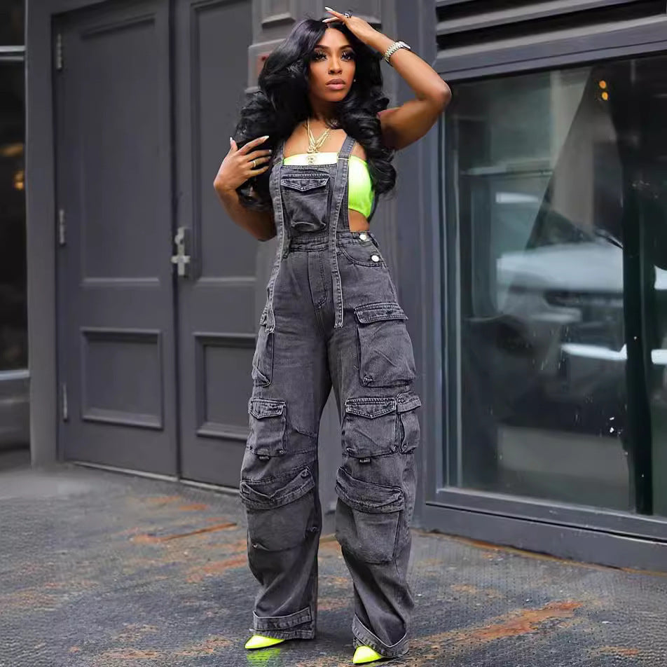 Women's Loose Denim Jumpsuit