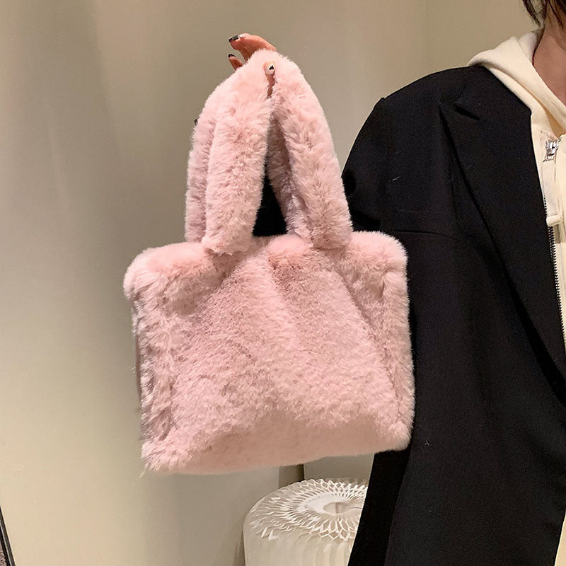 Women's Plush Simple Portable Tote Bag