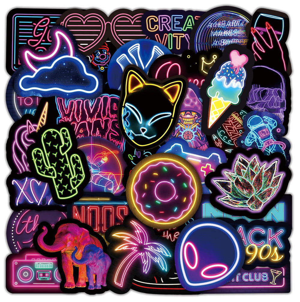 Neon Stickers Waterproof Personality Cartoon