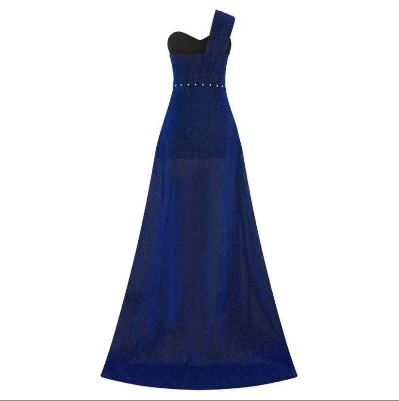 One-shoulder Sleeveless Bronze dress