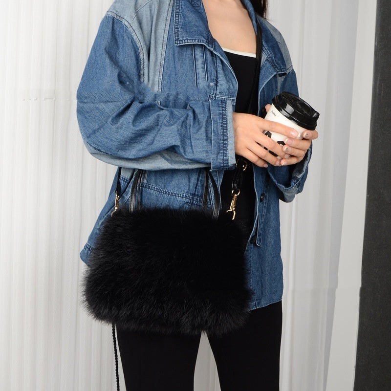 Plush Shoulder Messenger Bag
