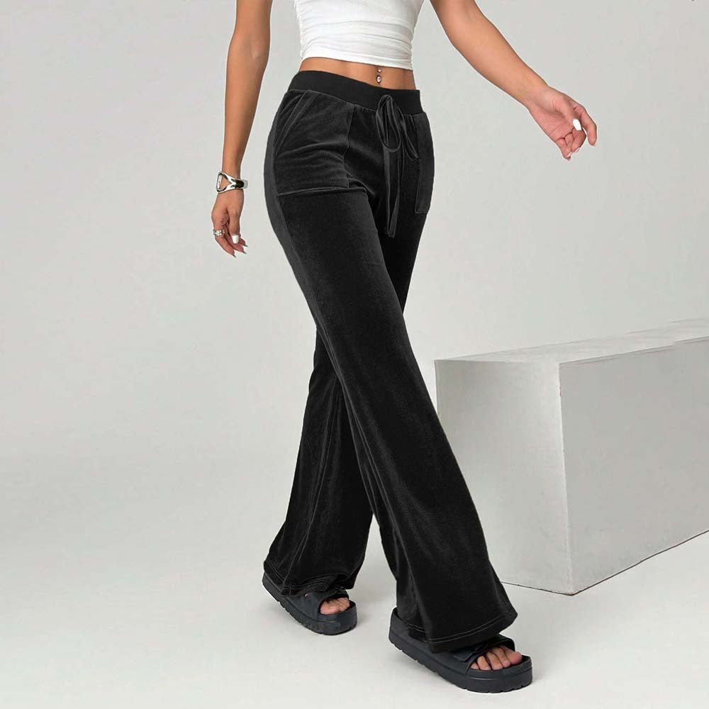 Velvet Casual Wide Leg Trousers