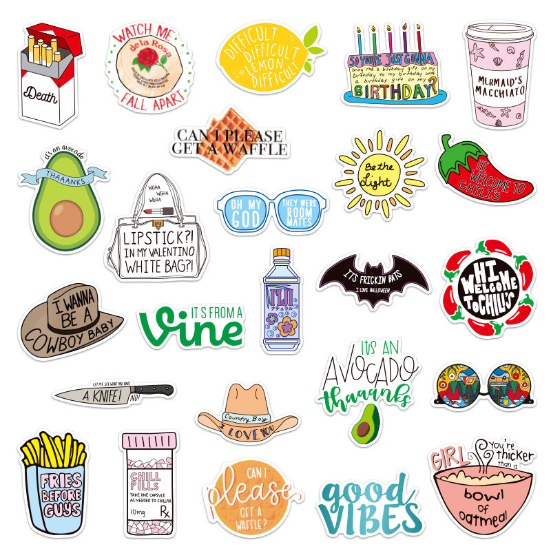 50 Sheets Of Graffiti Paper Waterproof Luggage Notebook Scooter Car Motorcycle Water Cup Refrigerator Stickers