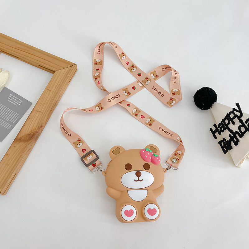 Children's Cartoon Strawberry Bear Shoulder Bag