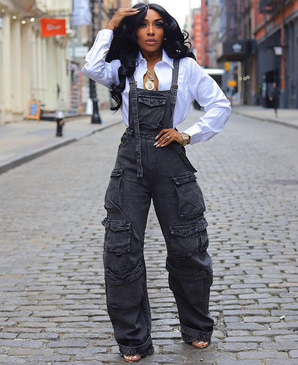 Women's Loose Denim Jumpsuit
