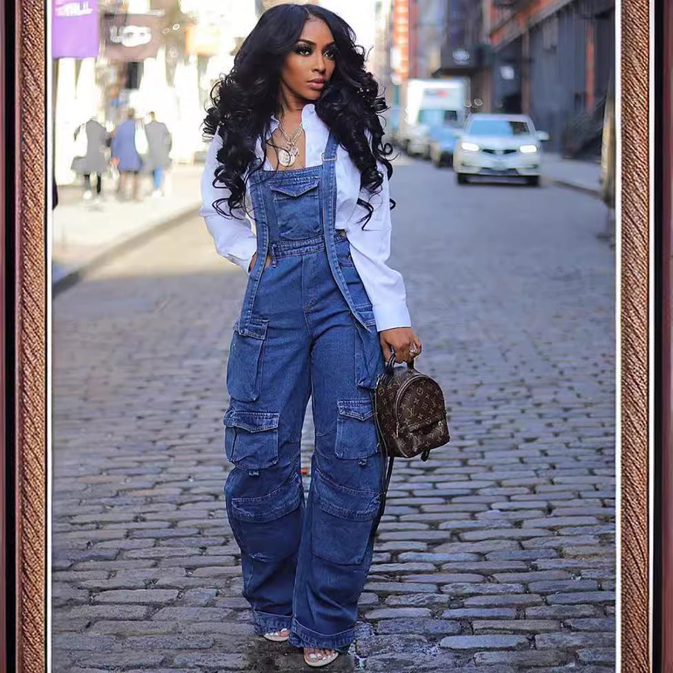 Women's Loose Denim Jumpsuit