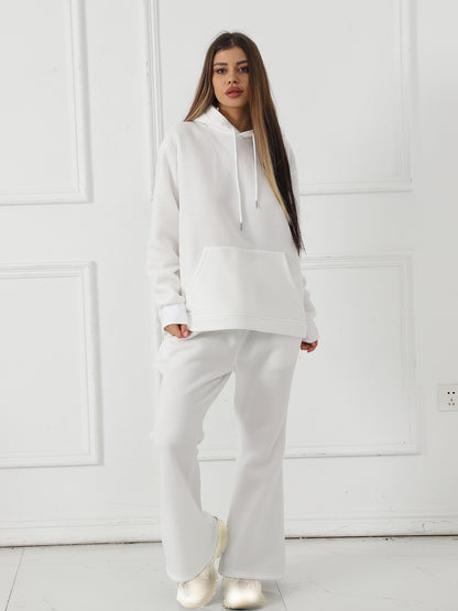 Casual Solid Color Long Sleeved Sweatshirt Set