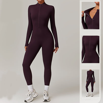 Zipper Long-sleeved Jumpsuit