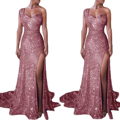 One-shoulder Sleeveless Bronze dress