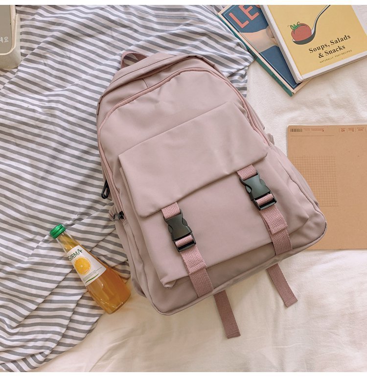 Backpack All-match Multi-layer Solid Color School Bag